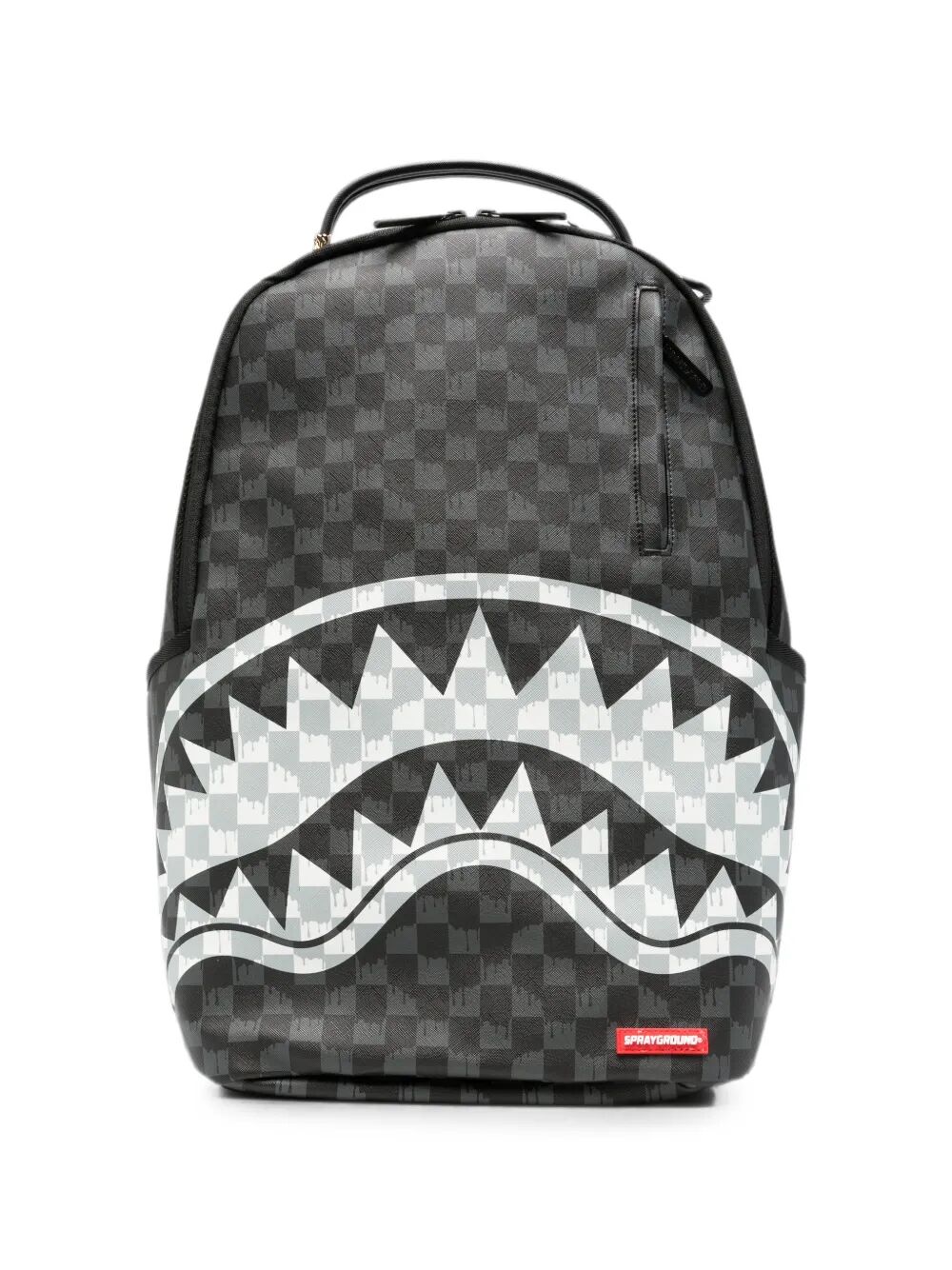 Picture of Sprayground | Black And White Drip Check Shark Backpack