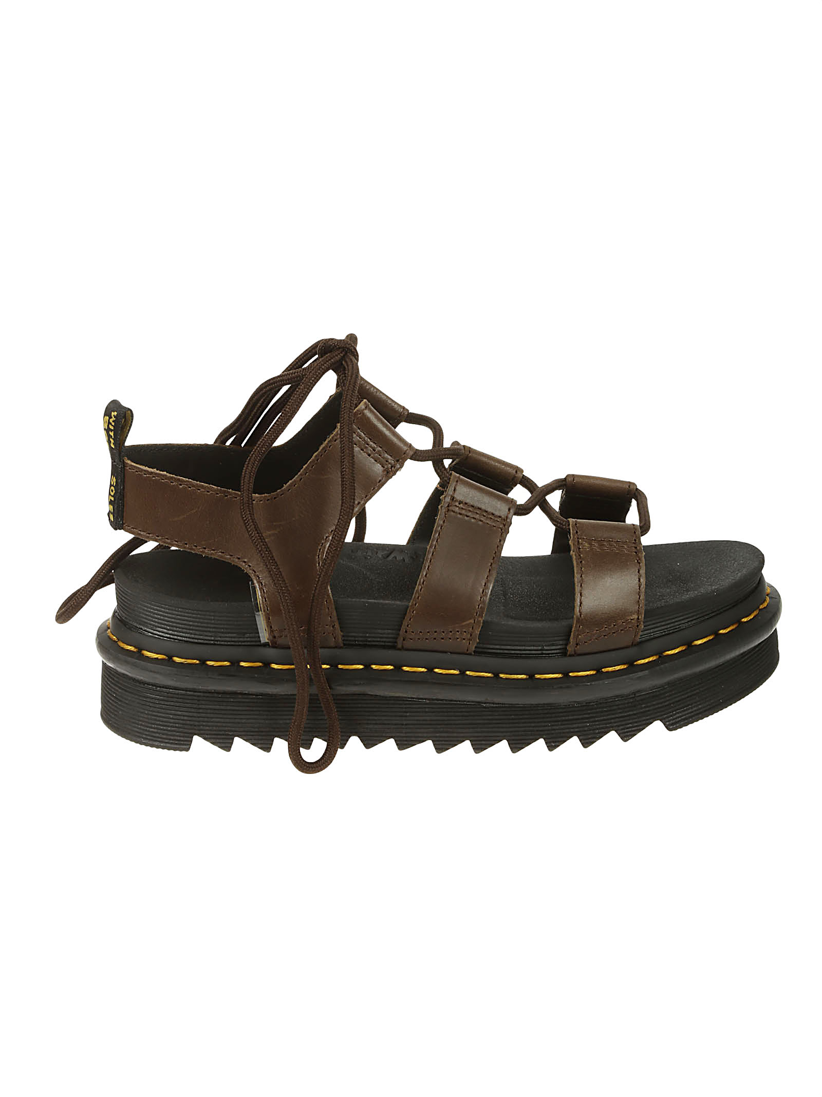 [DR.MARTENS] Nartilla Dark Brown New Oily Illusion ☆ Nartilla Illusion Leather Gladiator Sandals in Dark Brown