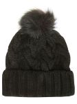 Picture of Ugg | W Knit Cable Hat W F Fur Pom Black