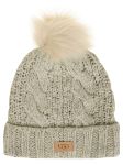 Picture of Ugg | W Knit Cable Hat W F Fur Pom Light Grey