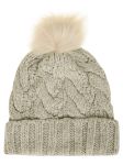 Picture of Ugg | W Knit Cable Hat W F Fur Pom Light Grey