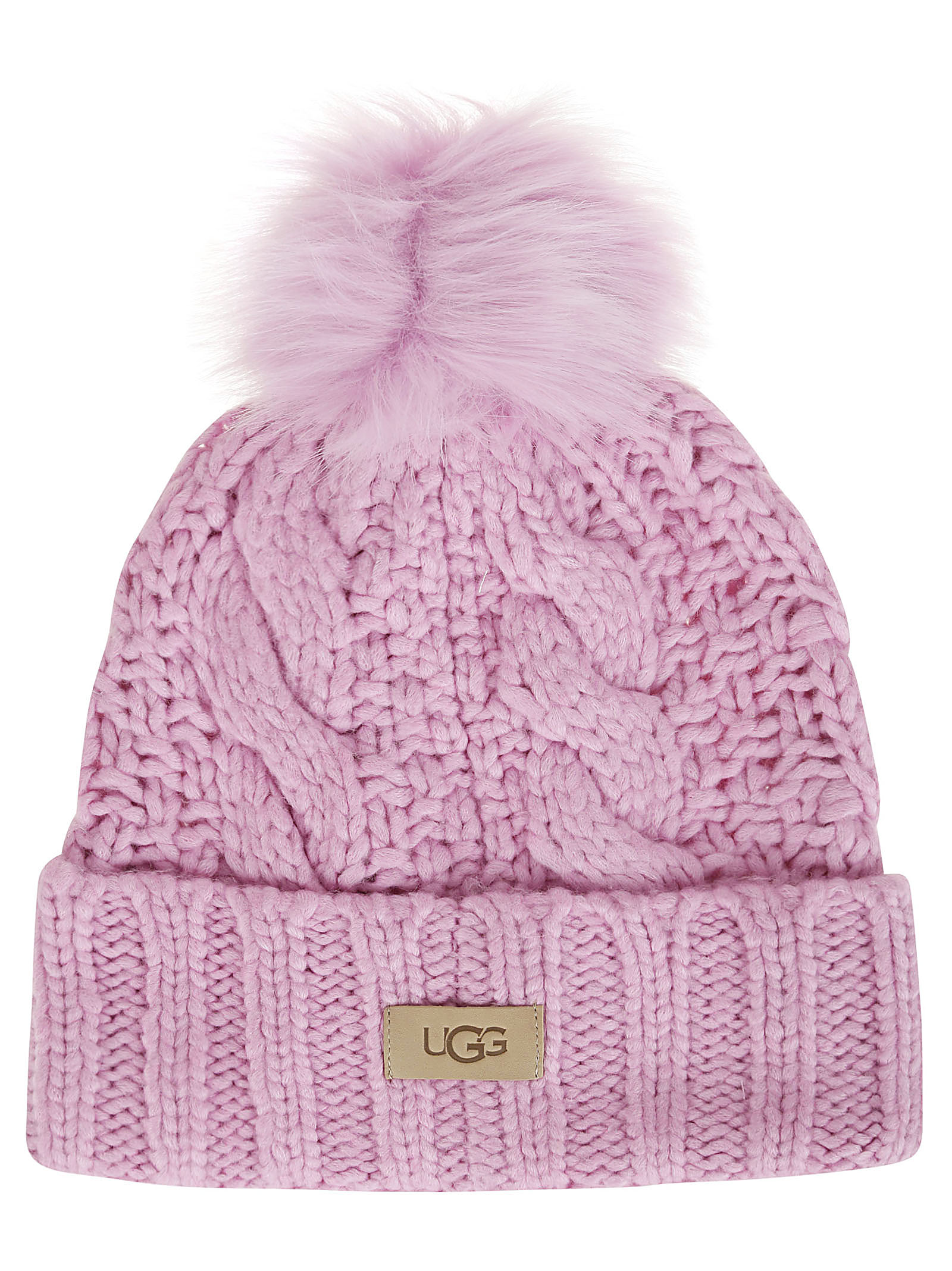 Pink Ugg Beanie Womens Knit Beanie With Pom And Scarf Set