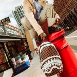 Picture of Sprayground | Cream And Brown Tear Check Backpack