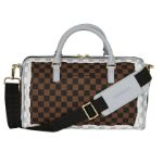 Picture of Sprayground | Cream And Brown Tear Check Mini Duffle
