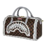 Picture of Sprayground | Cream And Brown Tear Check Mini Duffle