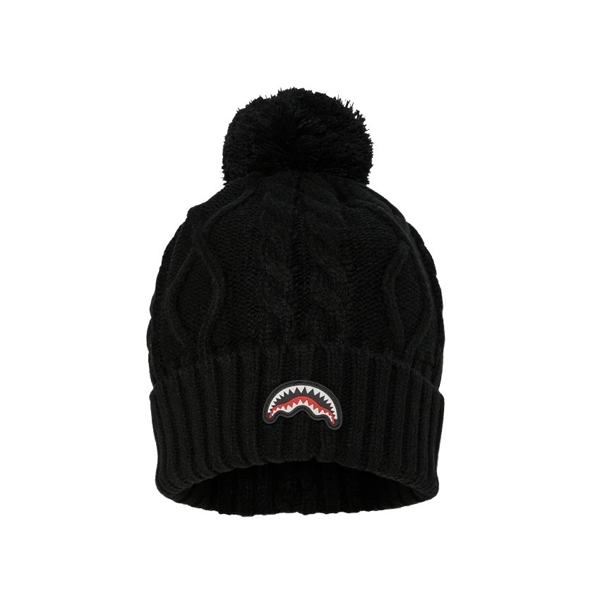 Picture of Sprayground | Black Knit Puff Beanie