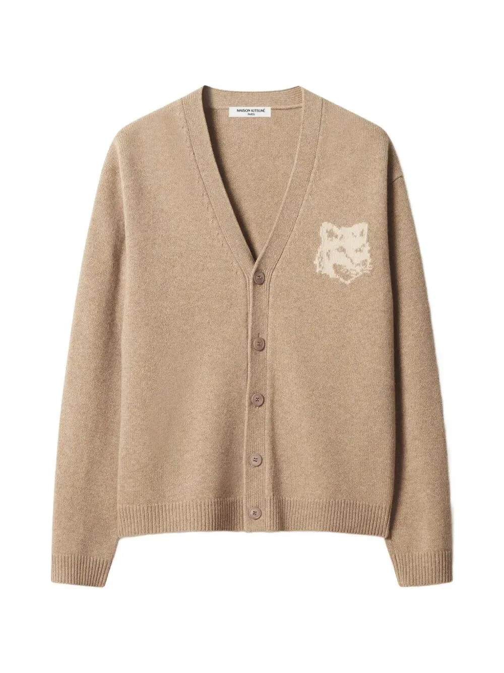 Picture of Maison Kitsune | Fox Head Intarsia Merino Cardigan