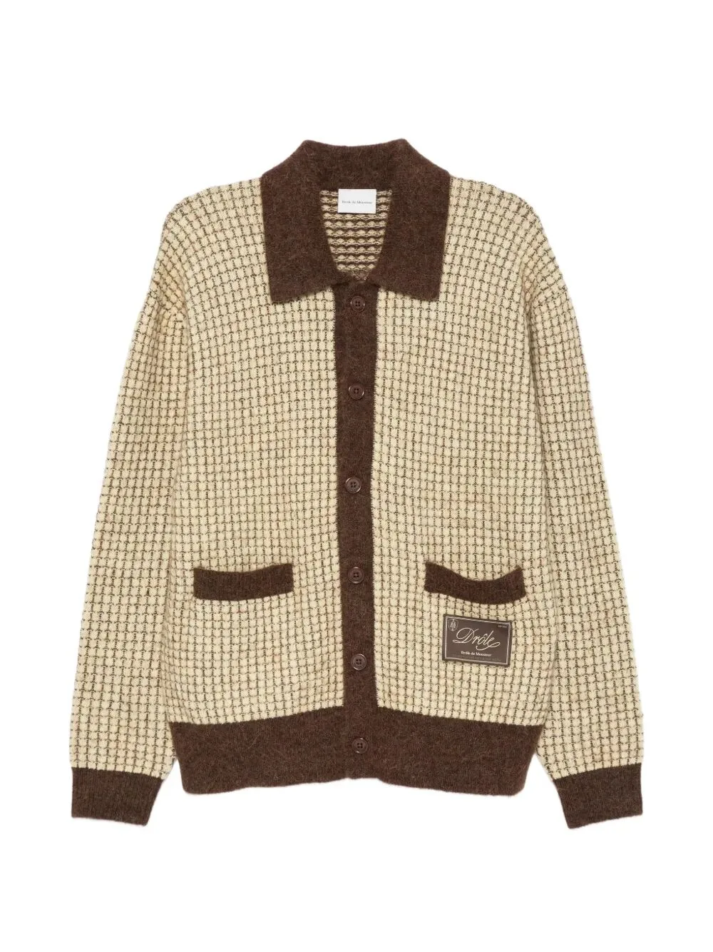 Picture of Drole De Monsieur | Waffle Knitwear Cardigan Drole Patch