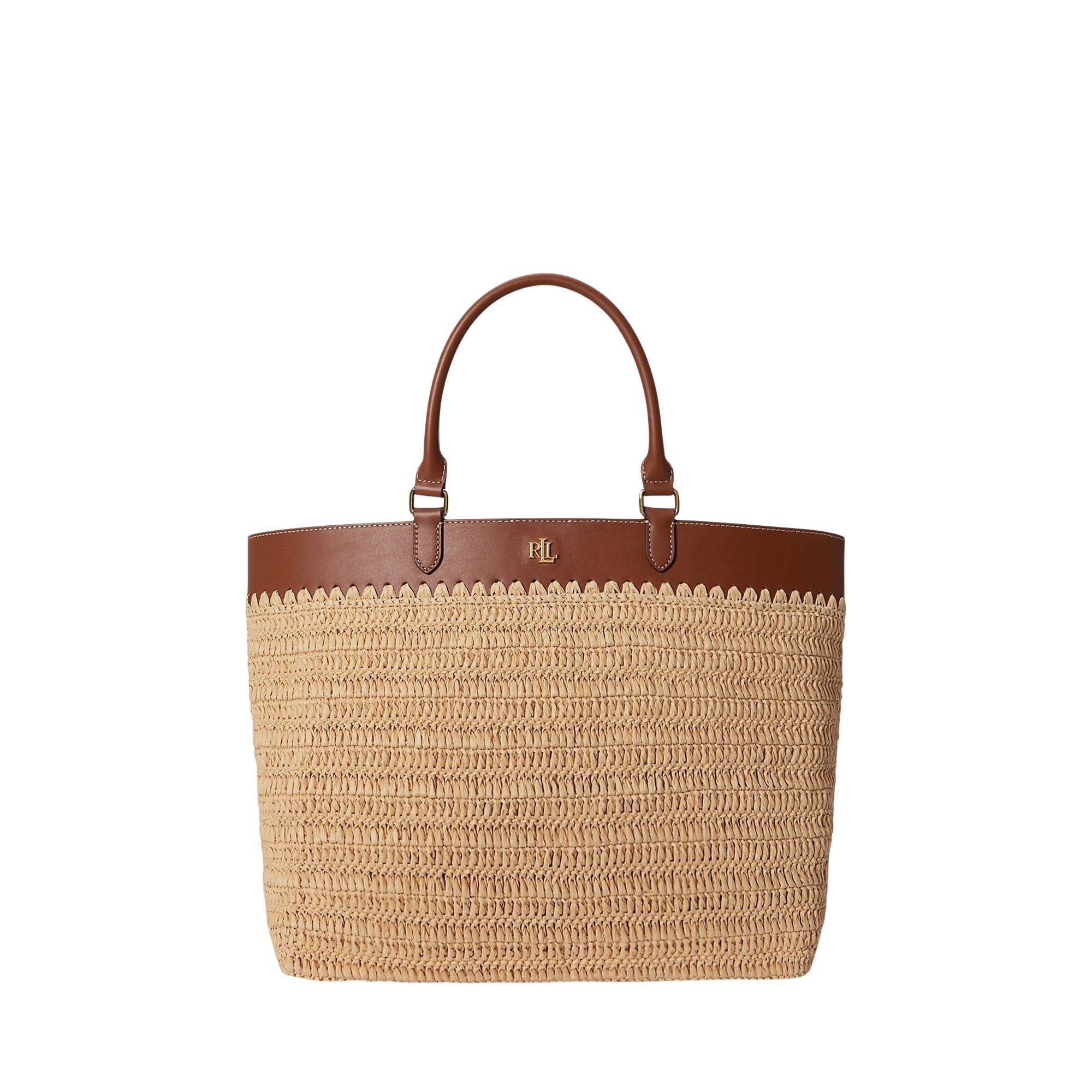 Lauren Ralph Lauren Women's Brown Kyla Tote Large Paper Straw Bag