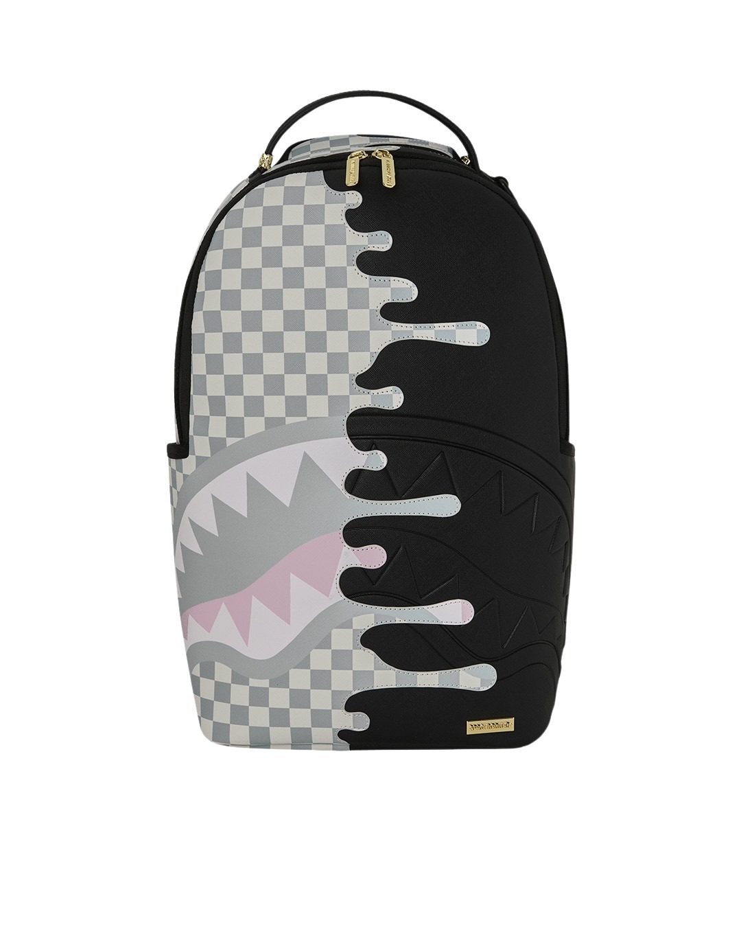 Sprayground Men's Black Cream Check Side Drip Backpack Polyvinyl Chloride Bag